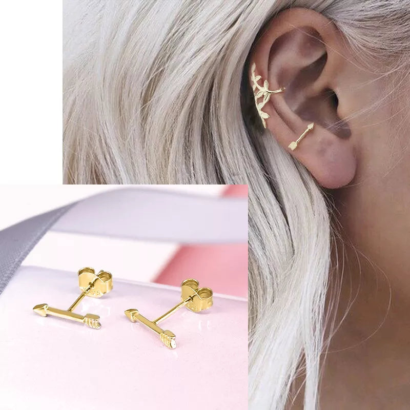 Anyco Earrings Gold Plated Romantic Sweeet Cupid Love Arrow Stud For Women Girl Teen Fashion Stylish Accessories Jewelry Gifts-Earrings-PEROZ Accessories