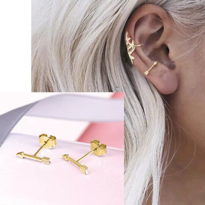 Anyco Earrings Gold Plated Romantic Sweeet Cupid Love Arrow Stud For Women Girl Teen Fashion Stylish Accessories Jewelry Gifts-Earrings-PEROZ Accessories