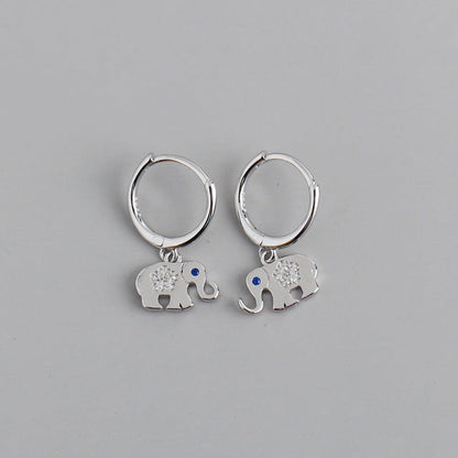 Anyco Earrings Sterling Silver Classic Lucky Blue Zircon Elephant Stud For Women Girl Teen Perfect Fine Fashion Stylish Accessories Jewelry Gifts-Earrings-PEROZ Accessories