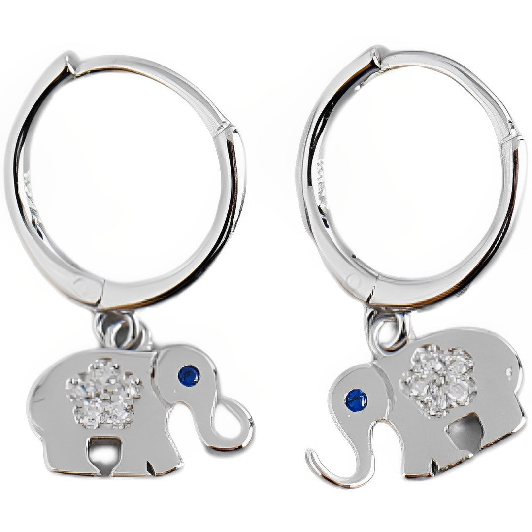Anyco Earrings Sterling Silver Classic Lucky Blue Zircon Elephant Stud For Women Girl Teen Perfect Fine Fashion Stylish Accessories Jewelry Gifts-Earrings-PEROZ Accessories
