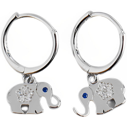 Anyco Earrings Sterling Silver Classic Lucky Blue Zircon Elephant Stud For Women Girl Teen Perfect Fine Fashion Stylish Accessories Jewelry Gifts-Earrings-PEROZ Accessories