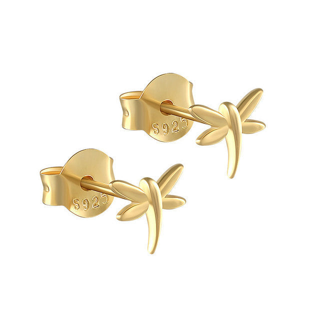 Anyco Earrings Gold Plated Minimalist Cute Mini Elegant Dragonfly Stud For Women Teen Perfect Fashion Stylish Accessories Jewelry Gifts-Earrings-PEROZ Accessories