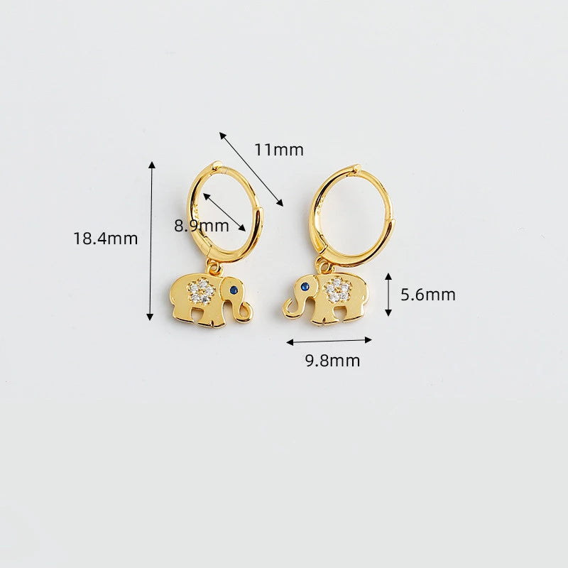 Anyco Earrings Sterling Silver Classic Lucky Blue Zircon Elephant Stud For Women Girl Teen Perfect Fine Fashion Stylish Accessories Jewelry Gifts-Earrings-PEROZ Accessories