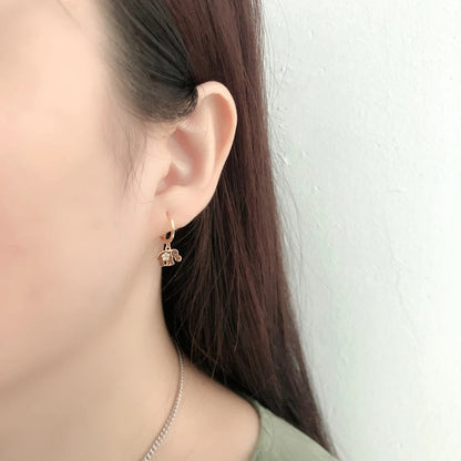 Anyco Earrings Gold Plated Classic Lucky Blue Zircon Elephant Stud For Women Girl Teen Perfect Fine Fashion Stylish Accessories Jewelry Gifts-Earrings-PEROZ Accessories