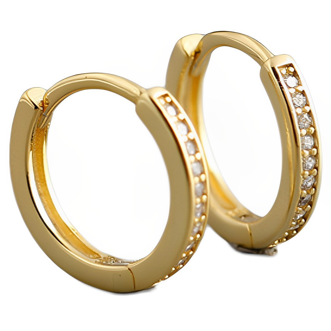 Anyco Earrings Gold Plated Minimalist Round 11mm Ear Buckle For Women Girl Teen Chic Perfect Fashion Stylish Accessories Jewelry Gifts-Earrings-PEROZ Accessories