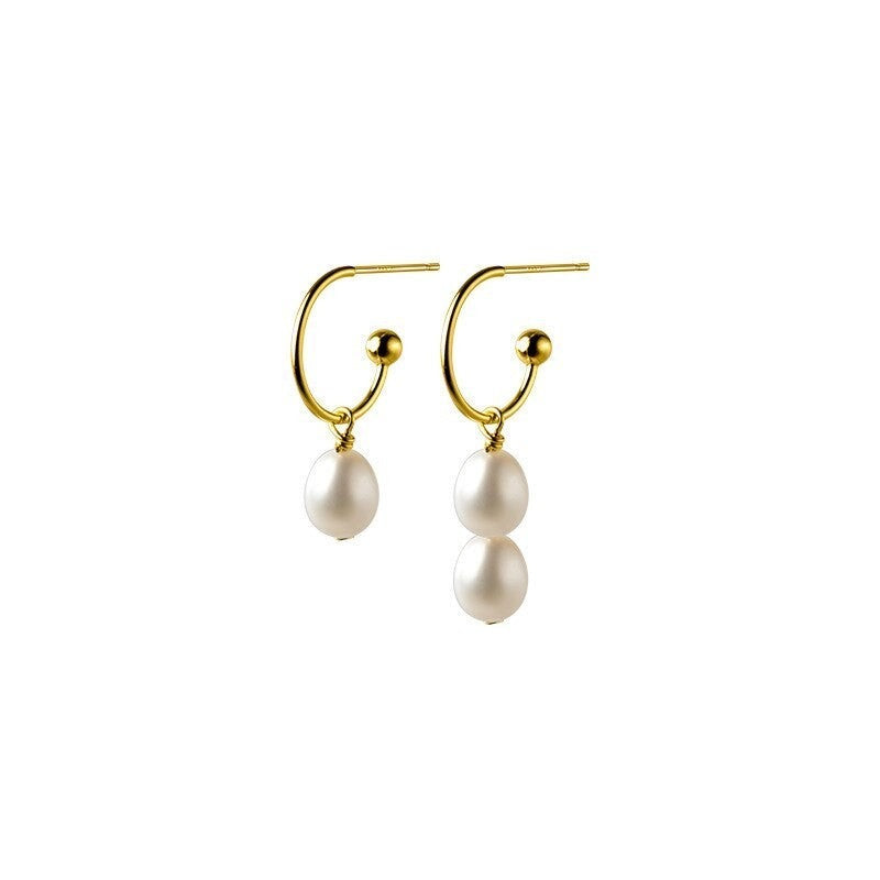Anyco Fashion Earrings Sterling Silver Fashion Statement Gold Natural Baroque Pearl Earrings for Women Chic Charms Sweet Jewelry Accessories-Earrings-PEROZ Accessories