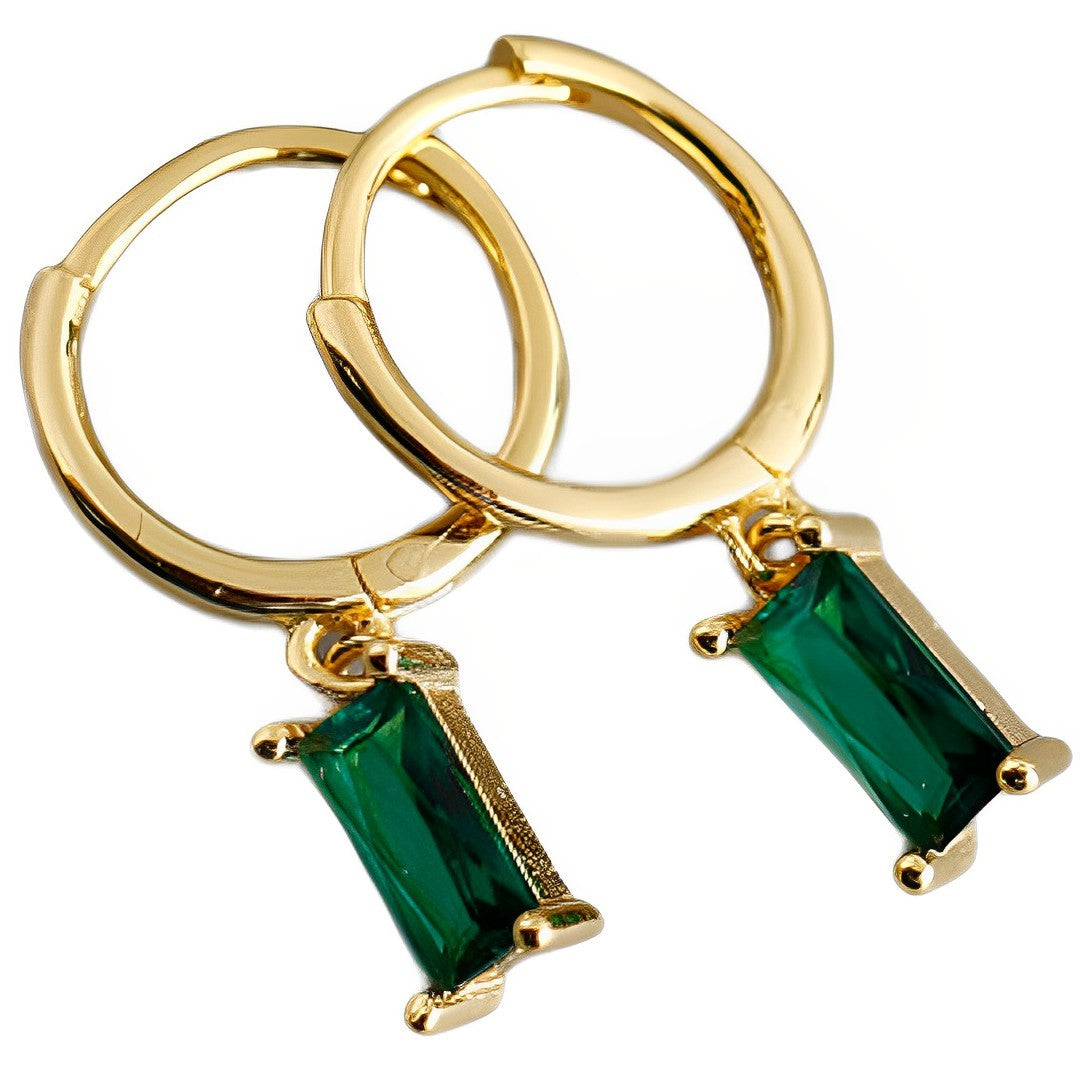 Anyco Earrings Gold Plated Green Geometric Square 6 Colors Hanging Stud For Women Girl Teen Chic Fashion Stylish Accessories Jewelry Gifts-Earrings-PEROZ Accessories