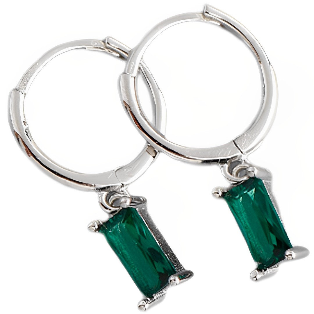 Anyco Earrings Sterling Silver Green Geometric Square 6 Colors Hanging Stud For Women Girl Teen Chic Fashion Stylish Accessories Jewelry Gifts-Earrings-PEROZ Accessories