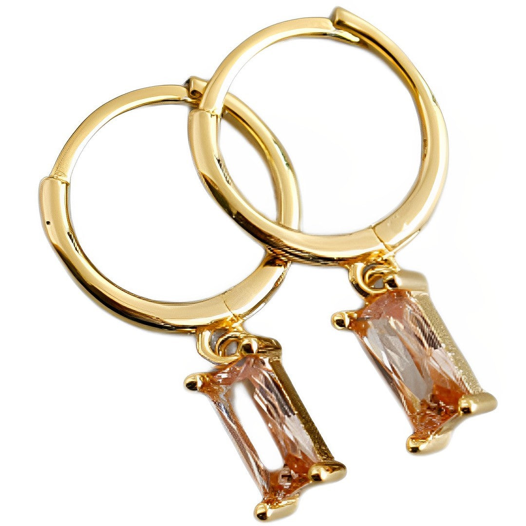 Anyco Earrings Gold Plated Light Yellow Geometric Square 6 Colors Hanging Stud For Women Girl Teen Chic Fashion Stylish Accessories Jewelry Gifts-Earrings-PEROZ Accessories