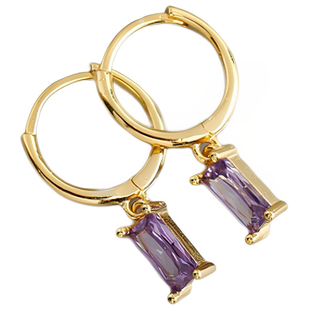 Anyco Earrings Gold Plated Light Purple Geometric Square 6 Colors Hanging Stud For Women Girl Teen Chic Fashion Stylish Accessories Jewelry Gifts-Earrings-PEROZ Accessories