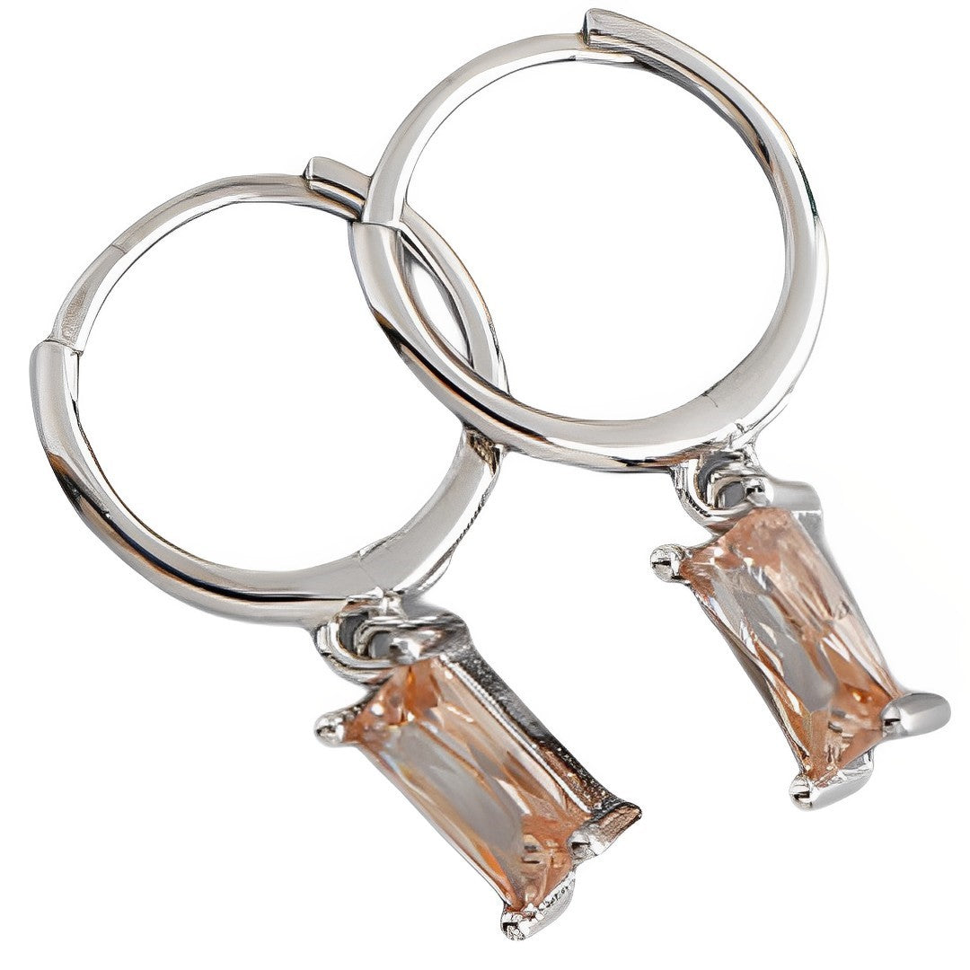 Anyco Earrings Sterling Silver Light Yellow Geometric Square 6 Colors Hanging Stud For Women Girl Teen Chic Fashion Stylish Accessories Jewelry Gifts-Earrings-PEROZ Accessories