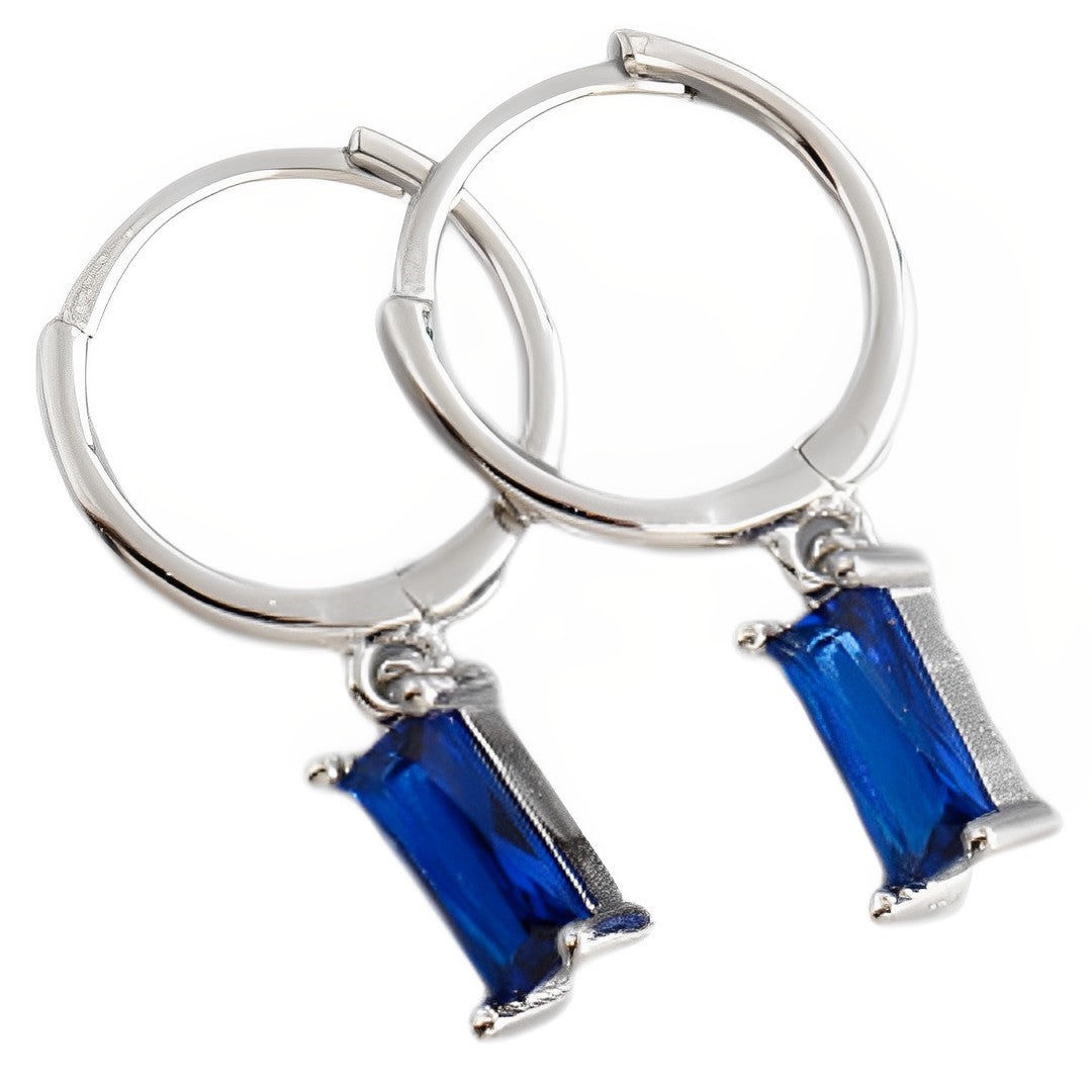 Anyco Earrings Sterling Silver Blue Geometric Square 6 Colors Hanging Stud For Women Girl Teen Chic Fashion Stylish Accessories Jewelry Gifts-Earrings-PEROZ Accessories