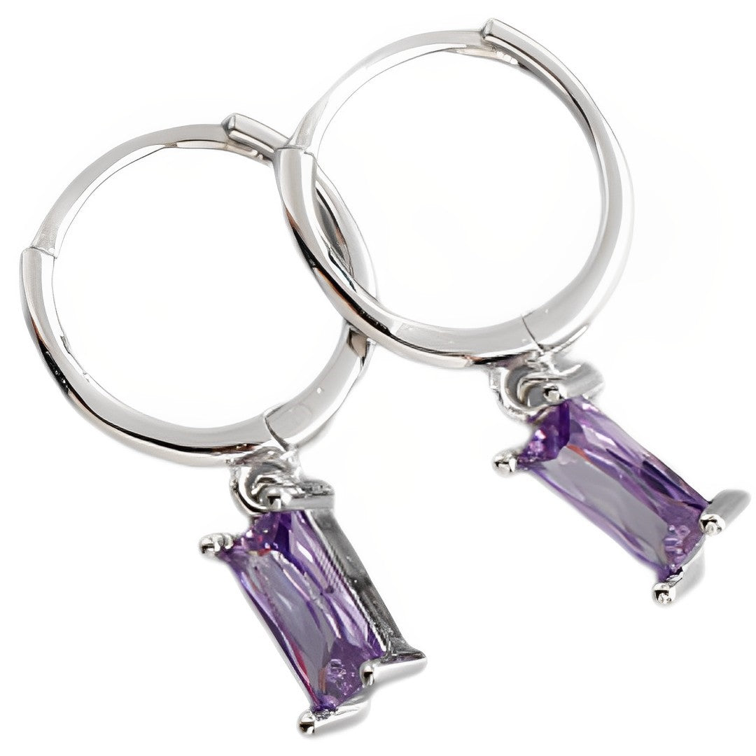 Anyco Earrings Sterling Silver Light Purple Geometric Square 6 Colors Hanging Stud For Women Girl Teen Chic Fashion Stylish Accessories Jewelry Gifts-Earrings-PEROZ Accessories