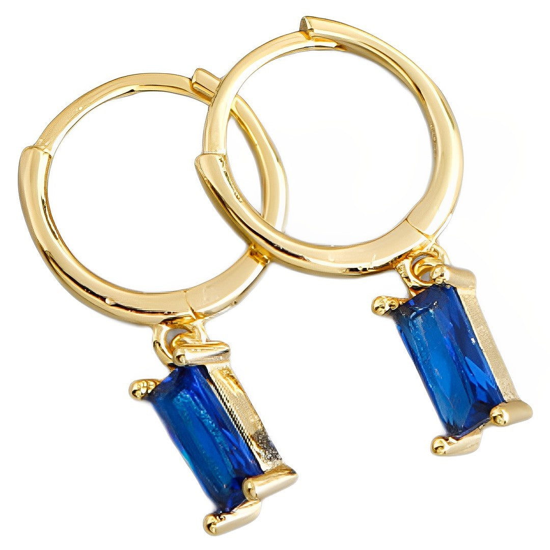 Anyco Earrings Gold Plated Blue Geometric Square 6 Colors Hanging Stud For Women Girl Teen Chic Fashion Stylish Accessories Jewelry Gifts-Earrings-PEROZ Accessories