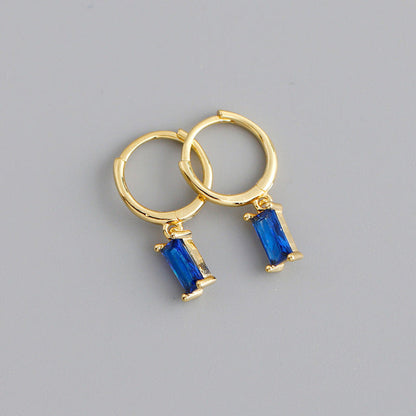 Anyco Earrings Gold Plated Blue Geometric Square 6 Colors Hanging Stud For Women Girl Teen Chic Fashion Stylish Accessories Jewelry Gifts-Earrings-PEROZ Accessories
