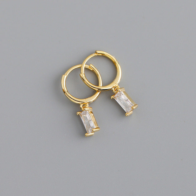 Anyco Earrings Gold Plated White Geometric Square 6 Colors Hanging Stud For Women Girl Teen Chic Fashion Stylish Accessories Jewelry Gifts-Earrings-PEROZ Accessories