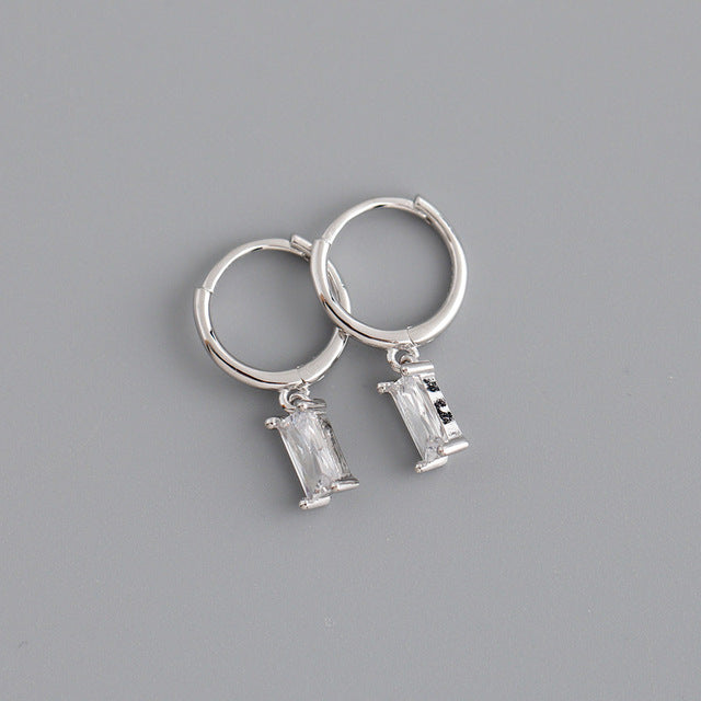 Anyco Earrings Sterling Silver White Geometric Square 6 Colors Hanging Stud For Women Girl Teen Chic Fashion Stylish Accessories Jewelry Gifts-Earrings-PEROZ Accessories