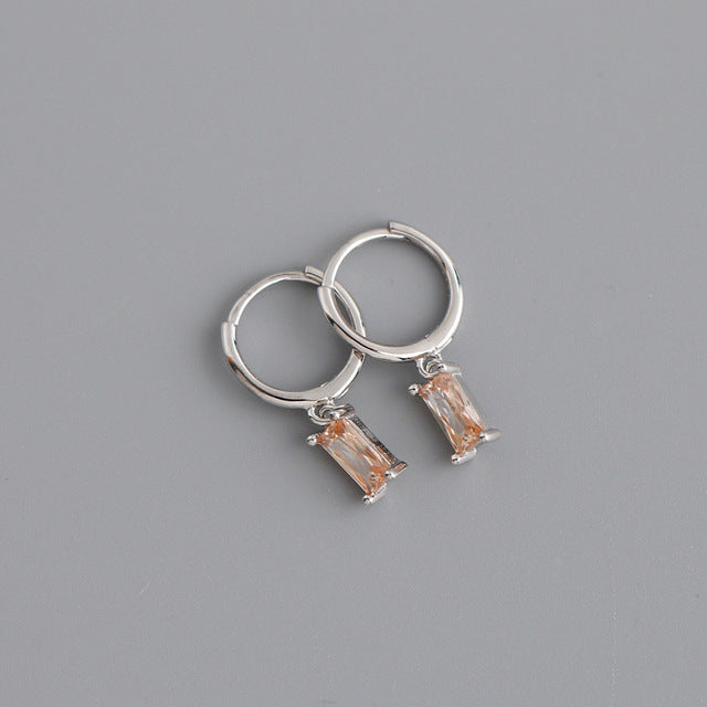 Anyco Earrings Sterling Silver Light Yellow Geometric Square 6 Colors Hanging Stud For Women Girl Teen Chic Fashion Stylish Accessories Jewelry Gifts-Earrings-PEROZ Accessories