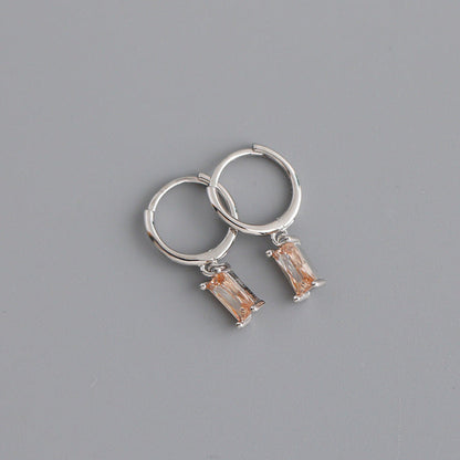 Anyco Earrings Sterling Silver Light Yellow Geometric Square 6 Colors Hanging Stud For Women Girl Teen Chic Fashion Stylish Accessories Jewelry Gifts-Earrings-PEROZ Accessories