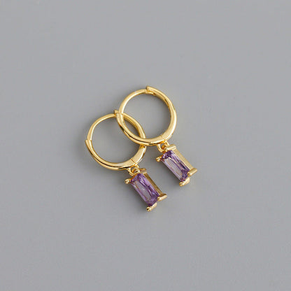 Anyco Earrings Gold Plated Light Purple Geometric Square 6 Colors Hanging Stud For Women Girl Teen Chic Fashion Stylish Accessories Jewelry Gifts-Earrings-PEROZ Accessories