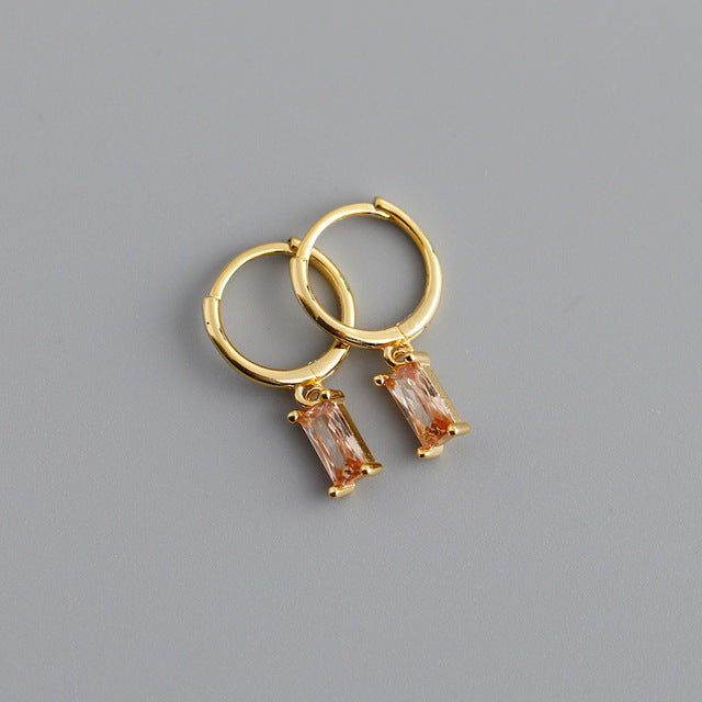 Anyco Earrings Gold Plated Light Yellow Geometric Square 6 Colors Hanging Stud For Women Girl Teen Chic Fashion Stylish Accessories Jewelry Gifts-Earrings-PEROZ Accessories