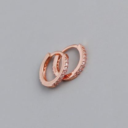 Anyco Earrings Rose Gold White Minimalist Round Zircon Stud For Women Girl Teen Elegant Fashion Stylish Accessories Jewelry Gifts-Earrings-PEROZ Accessories