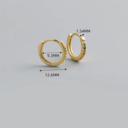 Anyco Earrings Rose Gold White Minimalist Round Zircon Stud For Women Girl Teen Elegant Fashion Stylish Accessories Jewelry Gifts-Earrings-PEROZ Accessories