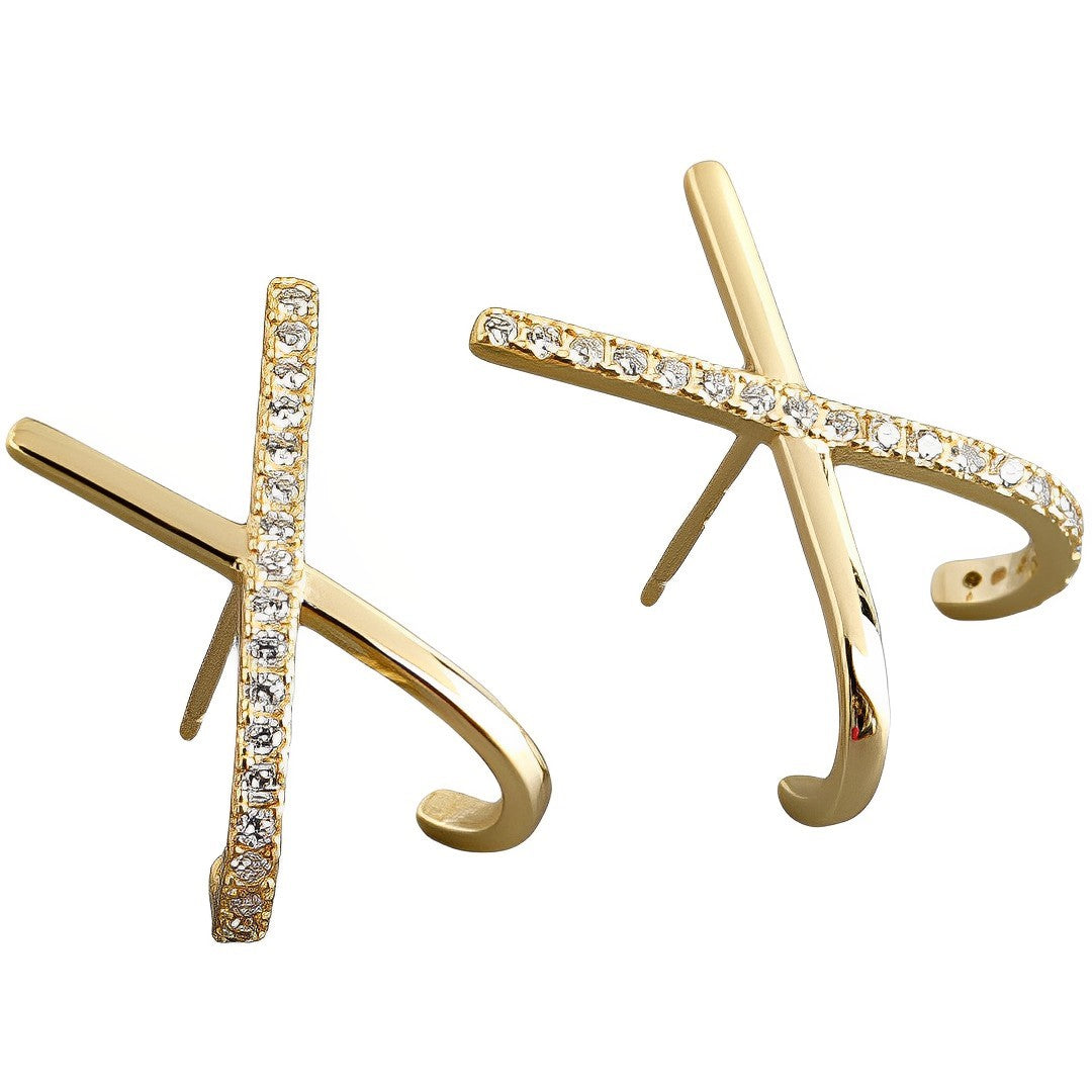 Anyco Stud Earrings Letter X Bohemia Punk Cross White Zircon Bohemia Charms for Women Party Rock Jewelry Gift Gold-Earrings-PEROZ Accessories