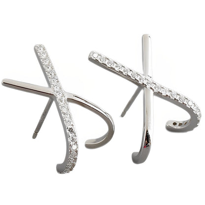 Anyco Stud Earrings Letter X Bohemia Punk Cross White Zircon Silver Bohemia Charms for Women Party Rock Jewelry Gift-Earrings-PEROZ Accessories