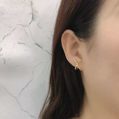 Anyco Stud Earrings Letter X Bohemia Punk Cross White Zircon Bohemia Charms for Women Party Rock Jewelry Gift Gold-Earrings-PEROZ Accessories