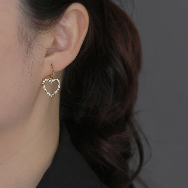 Anyco Earrings Gold Plated Classic European Love Heart Pendant Drop For Women Teen Fashion Stylish Accessories Jewelry Gifts-Earrings-PEROZ Accessories