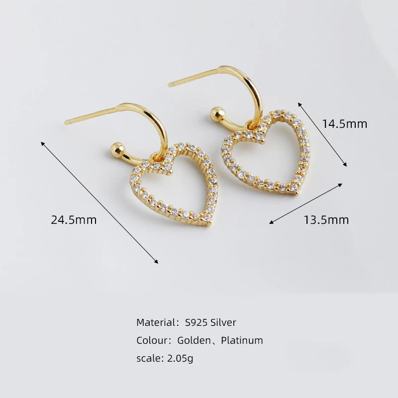 Anyco Earrings Gold Plated Classic European Love Heart Pendant Drop For Women Teen Fashion Stylish Accessories Jewelry Gifts-Earrings-PEROZ Accessories