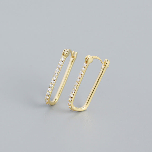 Anyco Fashion Hoop Earrings Gothic Geometric White Crystal Zircon Gold Rock Bohemia Party Jewelry-Earrings-PEROZ Accessories
