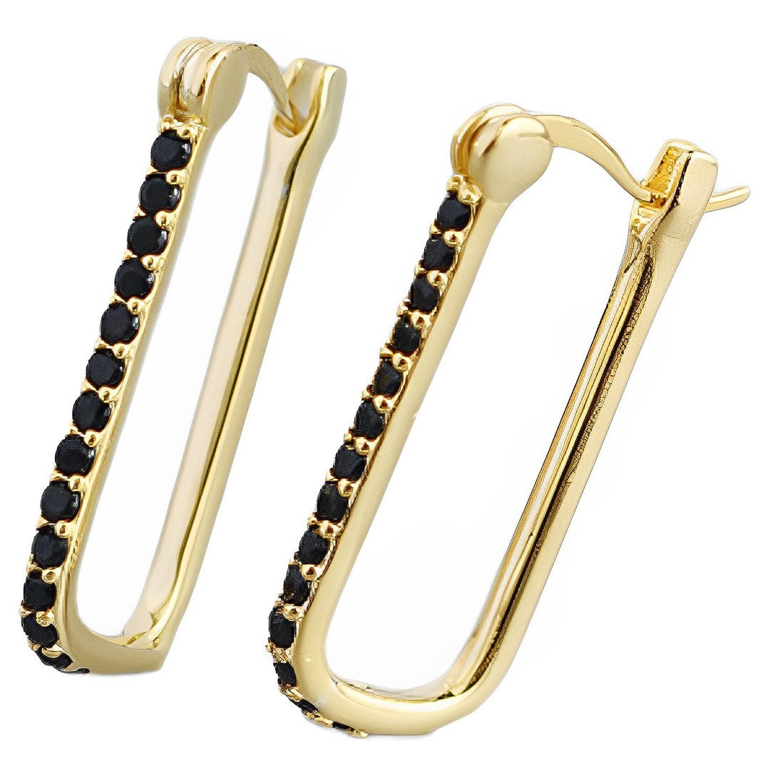 Anyco Fashion Stud Earrings Gothic Geometric Black Crystal Zircon Gold Rock Bohemia Party Jewelry Black-Earrings-PEROZ Accessories