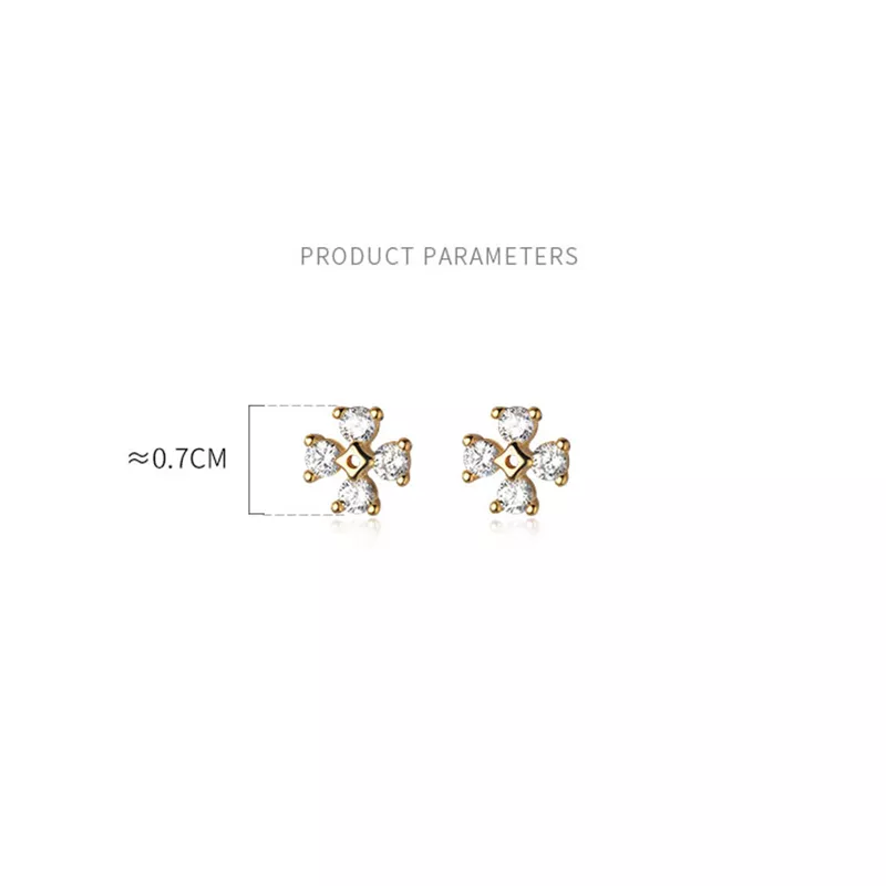 Anyco Fashion Earrings Silver 925 Sterling Silver Luxury Zircon Clover Flower Mini Small Stud for Women Simple Jewelry Accessories-Earrings-PEROZ Accessories