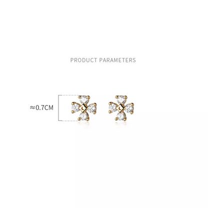 Anyco Fashion Earrings Silver 925 Sterling Silver Luxury Zircon Clover Flower Mini Small Stud for Women Simple Jewelry Accessories-Earrings-PEROZ Accessories