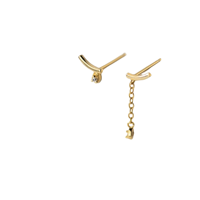 Anyco Fashion Earrings Gold 925 Sterling Silver Personality Unique Tassel Pendant Zircon Stud for Women Chic Trendy Party Jewelry Gift-Earrings-PEROZ Accessories