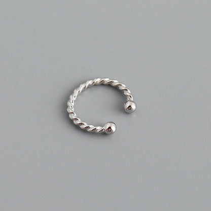 Anyco Earrings Punk Rock Twist Circle Sterling Silver Ear Clip Hoop For Kids Women Wedding Jewelry Gift 1 pc-Earrings-PEROZ Accessories