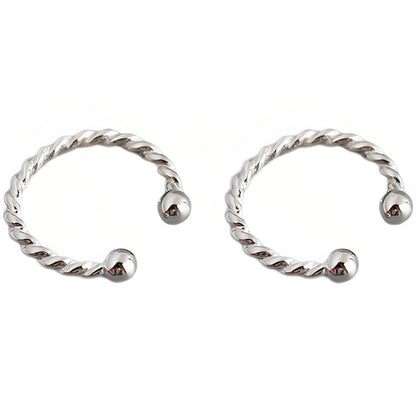 Anyco Earrings Punk Rock Twist Circle Sterling Silver Ear Clip Hoop For Kids Women Wedding Jewelry Gift Pair-Earrings-PEROZ Accessories