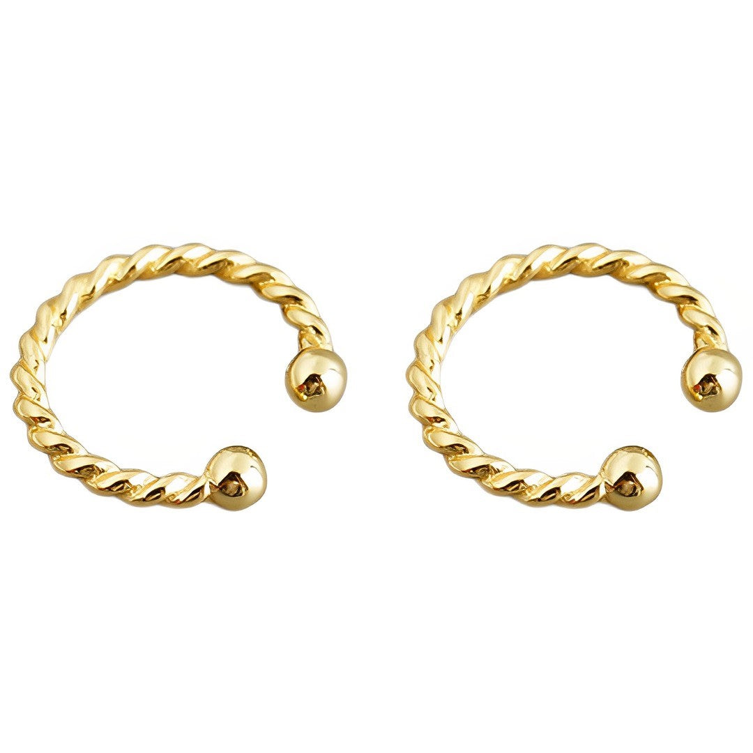 Anyco Earrings Punk Rock Twist Circle Gold Ear Clip Hoop For Kids Women Wedding Jewelry Gift Pair-Earrings-PEROZ Accessories