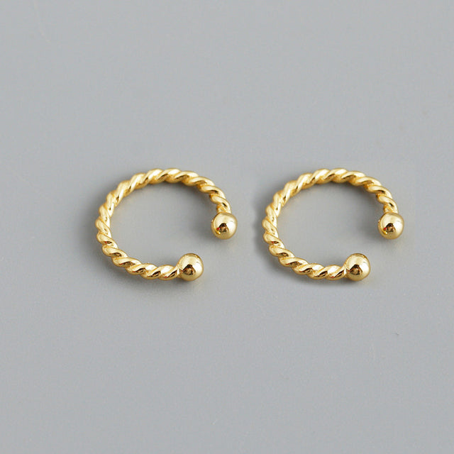 Anyco Earrings Punk Rock Twist Circle Gold Ear Clip Hoop For Kids Women Wedding Jewelry Gift Pair-Earrings-PEROZ Accessories