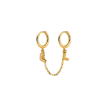 Anyco Fashion Earrings Gold 925 Sterling Silver Unique Love Heart Chain Charm for Women Bohemian Fine Party Ear Buckle Jewelry-Earrings-PEROZ Accessories