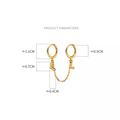 Anyco Fashion Earrings Gold 925 Sterling Silver Unique Love Heart Chain Charm for Women Bohemian Fine Party Ear Buckle Jewelry-Earrings-PEROZ Accessories