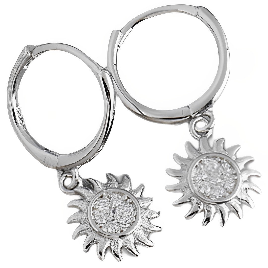 Anyco Earrings Sterling Silver Rock Punk Round Zircon Sunflower Stud For Women Girl Teen Fashion Stylish Accessories Jewelry Gifts-Earrings-PEROZ Accessories