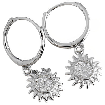 Anyco Earrings Sterling Silver Rock Punk Round Zircon Sunflower Stud For Women Girl Teen Fashion Stylish Accessories Jewelry Gifts-Earrings-PEROZ Accessories