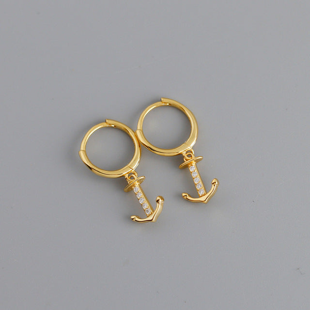 Anyco Earrings Gold Plated Minimalist Punk Anchor Ear For Women Girl Teen Chic Fashion Stylish Accessories Jewelry Gifts-Earrings-PEROZ Accessories
