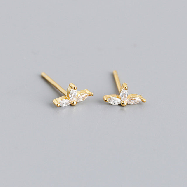 Anyco Earrings Gold Plated Simple Romantic Clover Mini Small Stud For Women Girl Teen Elegant Perfect Fashion Stylish Accessories Jewelry Gifts-Earrings-PEROZ Accessories