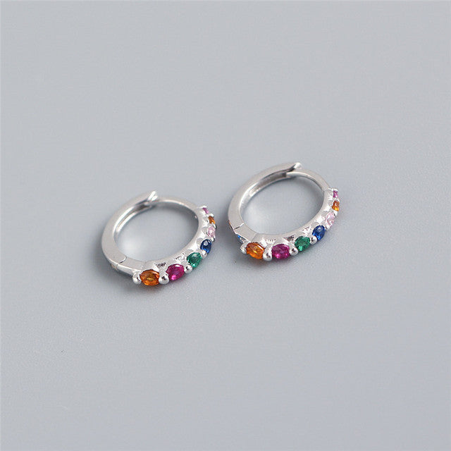 Anyco Earrings Sterling Silver Luxury Colorful Zircon Ear Chic Princess For Women Girl Teen Chic Fashion Stylish Accessories Jewelry Gifts-Earrings-PEROZ Accessories
