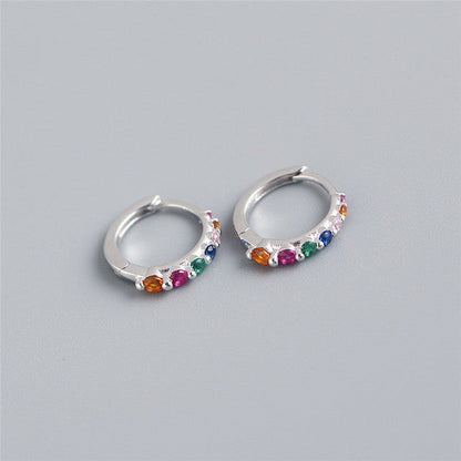 Anyco Earrings Sterling Silver Luxury Colorful Zircon Ear Chic Princess For Women Girl Teen Chic Fashion Stylish Accessories Jewelry Gifts-Earrings-PEROZ Accessories