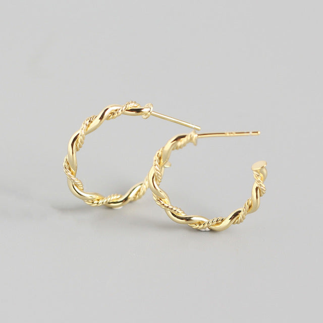 Anyco Earrings Gold Plated Bohemian Minimalist Endless Circle Twist Stud For Women Girl Teen Fashion Stylish Accessories Jewelry Gifts-Earrings-PEROZ Accessories
